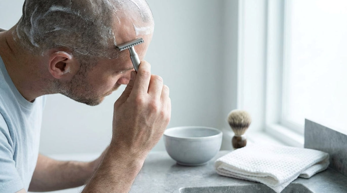 Se raser le crâne au rasoir de sûreté : méthode simple
